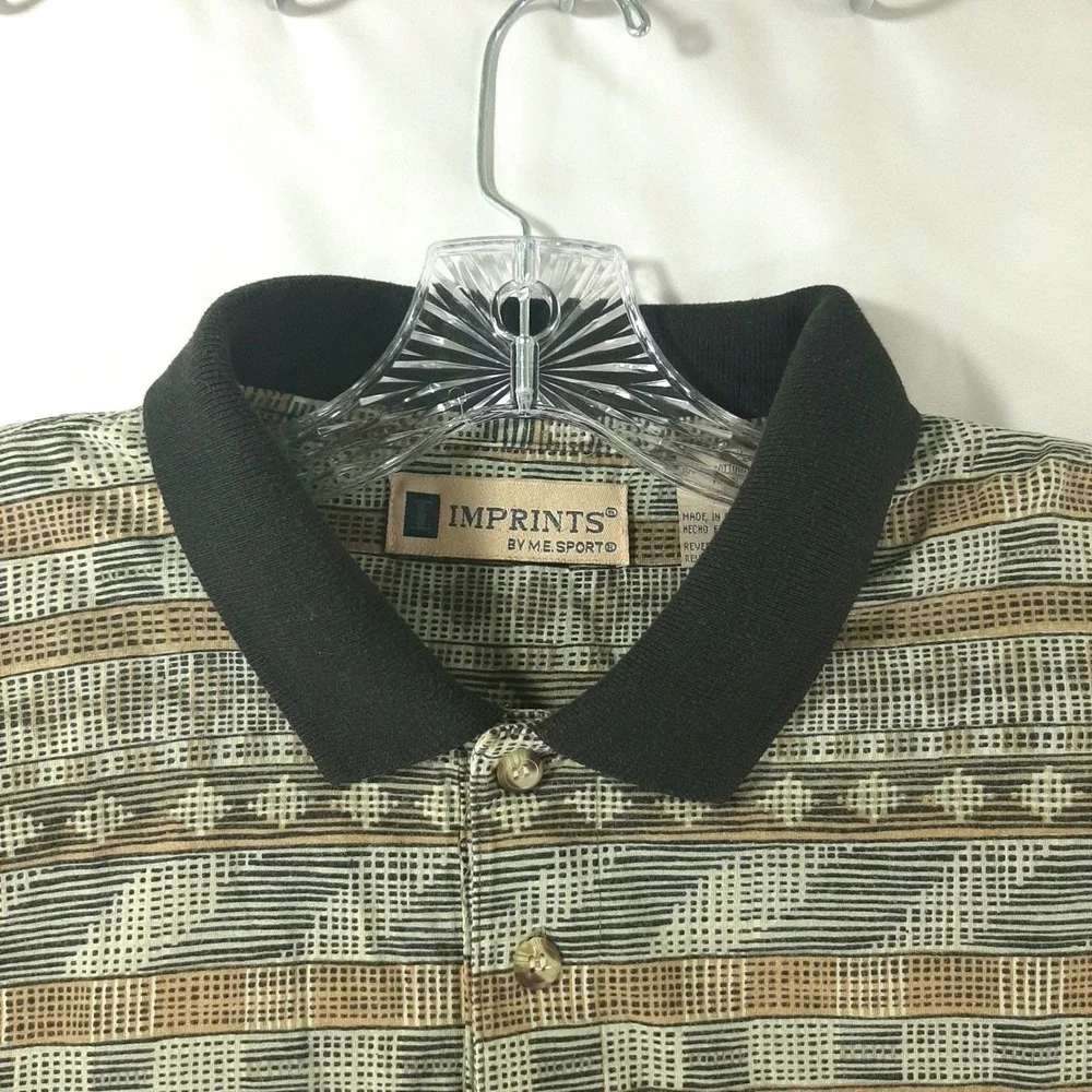 Vintage Imprints by ME Sport Mens XXL Cotton Polo Shirt Geometric Tribal Print